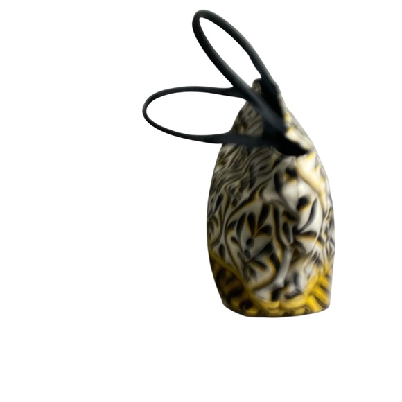 Talbots yellow, white, and black, coated cotton tote purse, like new - Picture 4 of 12